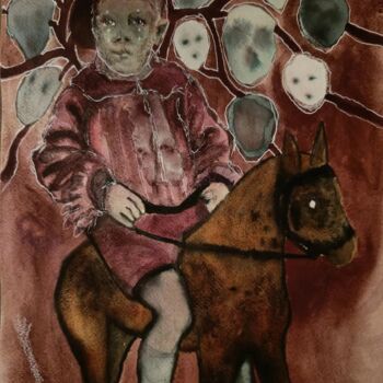 Painting titled "Family labyrinth" by Coco Sanne Hassink, Original Artwork, Watercolor