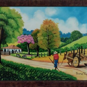 Peinture intitulée "Fazendeiro com carr…" par Breno Chieppe Traspadini, Œuvre d'art originale, Huile Monté sur Panneau de bo…
