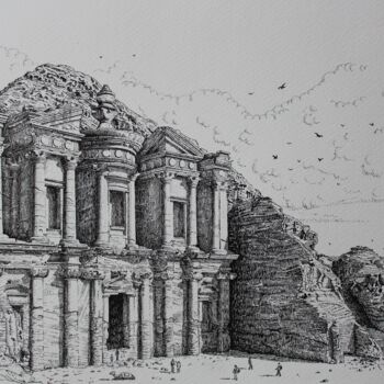 图画 标题为“Petra. Jordan.” 由Спартак Чернышов, 原创艺术品, 墨