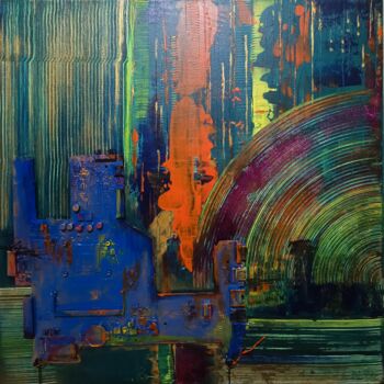 Painting titled "The Call of the Cyb…" by Yulia Larionova, Original Artwork, Acrylic
