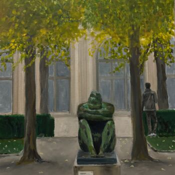 Peinture intitulée ""La Nuit" au Jardin…" par Marie France Garrigues, Œuvre d'art originale, Huile Monté sur Châssis en bois