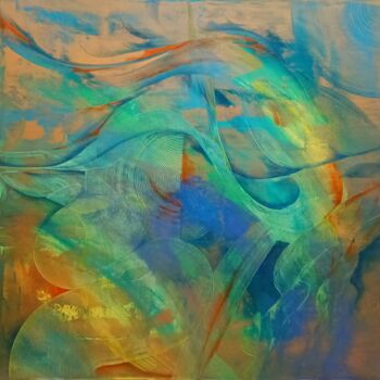 Schilderij getiteld "Golden Wave: The em…" door Yulia Larionova, Origineel Kunstwerk, Acryl