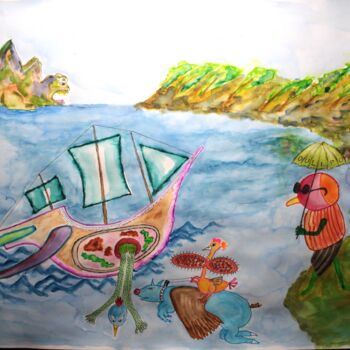 Peinture intitulée "La Cimaise et la Fr…" par Philip Moreau, Œuvre d'art originale, Aquarelle