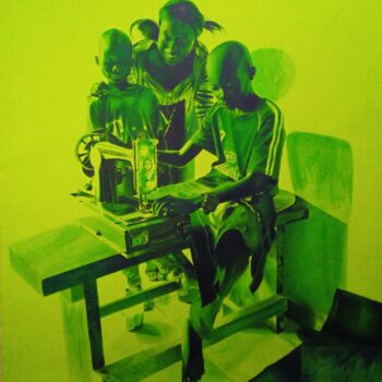 Painting titled "Transmission" by Barreso'O Ébène, Original Artwork, Acrylic