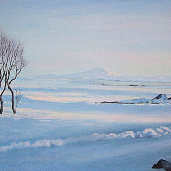 Painting titled "Hekla on a crispy m…" by Pola.B.Alex, Original Artwork, Oil