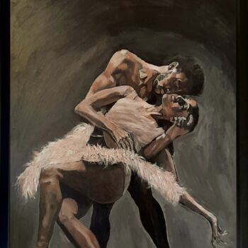 「Ballet Couple Portr…」というタイトルの絵画 Queennobleによって, オリジナルのアートワーク, アクリル その他の剛性パネルにマウント
