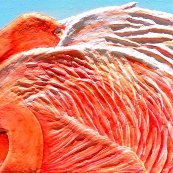 Malarstwo zatytułowany „Beauty Pink Plumage…” autorstwa Floris Betrouw, Oryginalna praca, Papier mache