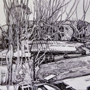Drawing titled "''Landscape''`" by Raffi Ghazaryan, Original Artwork, Gel pen