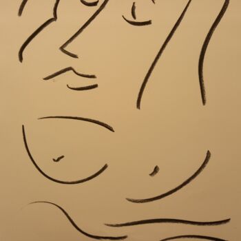 Drawing titled "Baigneuse" by Roberto Urbano, Original Artwork, Charcoal