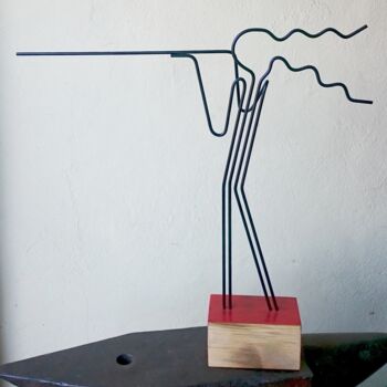 Sculpture intitulée ""TIRO CON CARABINA…" par Juan Carlos Sánchez De La Nieta, Œuvre d'art originale, Métaux
