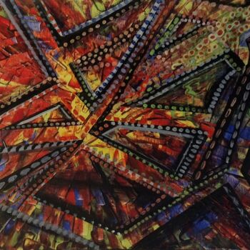 绘画 标题为“Beaded Geometric 2” 由Shar'S Art, 原创艺术品, 丙烯 安装在木质担架架上