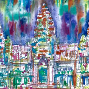 Peinture intitulée "ANGKOR WAT" par Lautir, Œuvre d'art originale, Aquarelle
