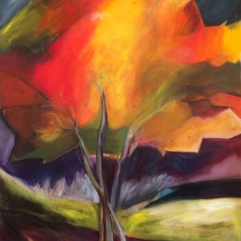 Painting titled "Couleur d'automne 1" by Sylvie Vedel, Original Artwork, Oil