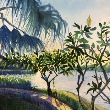 Tekening getiteld "Before sunset" door Eugenie Eremeichuk, Origineel Kunstwerk, Aquarel