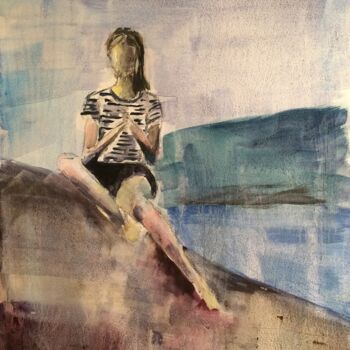Painting titled "Jeune fille sur la…" by Sylvie Vedel, Original Artwork, Acrylic