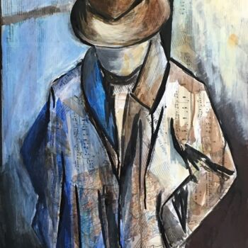 Painting titled "Chapeau et pardessus" by Sylvie Vedel, Original Artwork, Acrylic