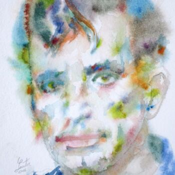 Malerei mit dem Titel "JACK KEROUAC waterc…" von Lautir, Original-Kunstwerk, Aquarell