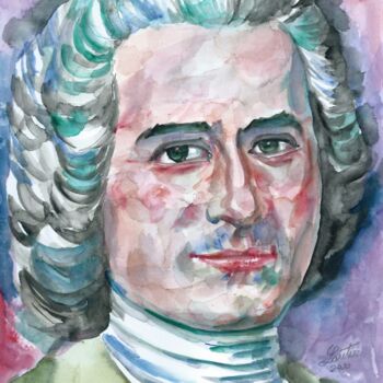 Malerei mit dem Titel "JEAN-JACQUES ROUSSE…" von Lautir, Original-Kunstwerk, Aquarell