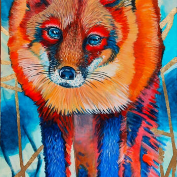 Painting titled "zampe blu" by Lauragreenart, Original Artwork, Acrylic Mounted on Wood Stretcher frame