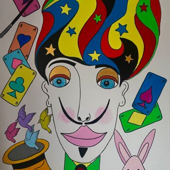 제목이 "Le magicien"인 미술작품 Philippe Seigle로, 원작, 아크릴 나무 들것 프레임에 장착됨