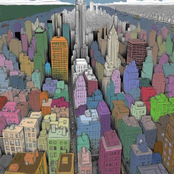 数字艺术 标题为“New York Cityscape…” 由Mankdhani, 原创艺术品, 标记