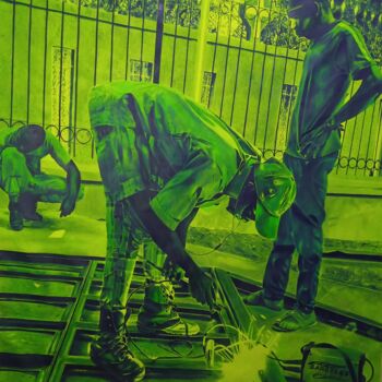 Painting titled "Soude la vie" by Barreso'O Ébène, Original Artwork, Acrylic