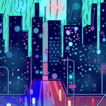 Grafika cyfrowa / sztuka generowana cyfrowo zatytułowany „Under the Urban Aur…” autorstwa Gerard Yadav, Oryginalna praca, Ob…