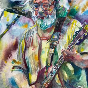Malerei mit dem Titel "JERRY GARCIA waterc…" von Lautir, Original-Kunstwerk, Aquarell