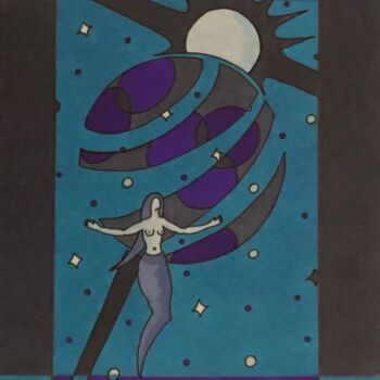 Dessin intitulée "trinité cosmique (2)" par Vincent Gibert, Œuvre d'art originale, Marqueur