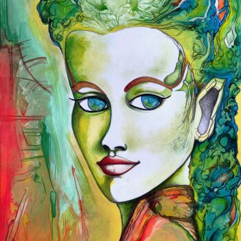 Painting titled "Maria Orsic Daughte…" by Carlos Paredes Colin, Original Artwork, Acrylic