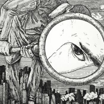 Peinture intitulée "The metropolis look…" par Pavel Mokich, Œuvre d'art originale, Marqueur