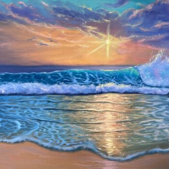 Pintura intitulada "Alluring sunset" por Mary Sea, Obras de arte originais, Óleo