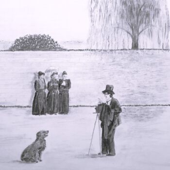 Drawing titled "Le photographe- Déb…" by Eric Audry, Original Artwork, Charcoal