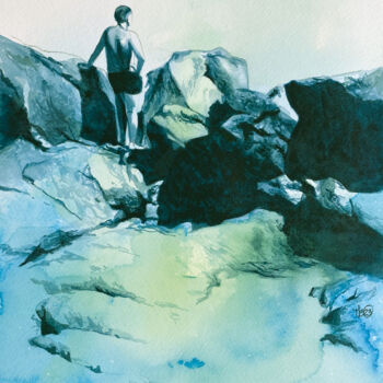 Pittura intitolato "Contempler-Sète" da Madeline Berger (MadB), Opera d'arte originale, Acquarello