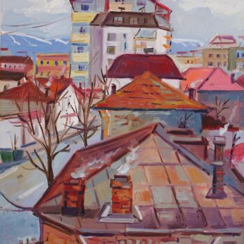 Painting titled "From my window" by Joan Mato, Original Artwork, Oil