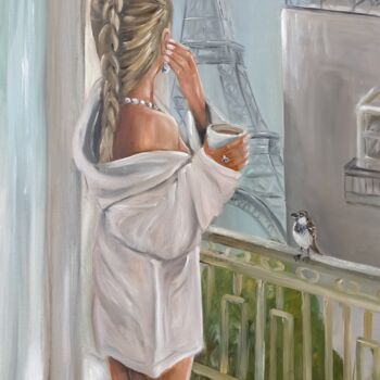 Peinture intitulée "Good morning, Paris" par Sasha Savona, Œuvre d'art originale, Huile Monté sur Châssis en bois