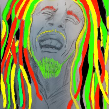 图画 标题为“Bob Marley with a S…” 由Unchained, 原创艺术品, 铅笔
