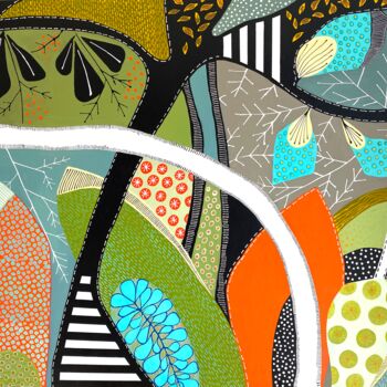 Peinture intitulée "Feuillages 02" par Roger.M, Œuvre d'art originale, Acrylique Monté sur Châssis en bois