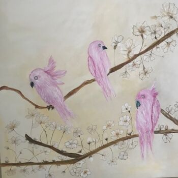 Painting titled "Cacatuas" by Pereira, Original Artwork, Acrylic