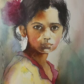 Peinture intitulée "Leela" par Valerie Sorbets, Œuvre d'art originale, Aquarelle
