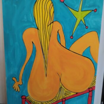 Schilderij getiteld "radassier rouge" door Salvadore C, Origineel Kunstwerk, Acryl Gemonteerd op Frame voor houten brancard