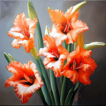 Digital Arts titled "gladiolus gladioli" by Si Levin, Original Artwork, AI generated image Mounted on artwork_cat.