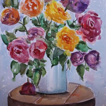 绘画 标题为“Watercolor roses” 由Joan Mato, 原创艺术品, 水彩