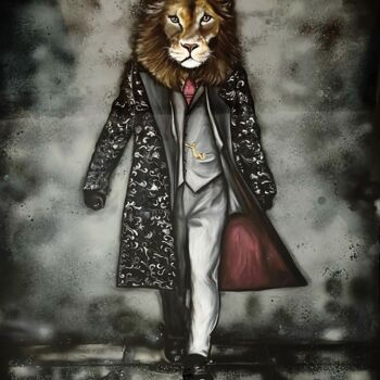 Pittura intitolato "«Lion»" da Olena Bunina (Helena Bunina), Opera d'arte originale, Acrilico