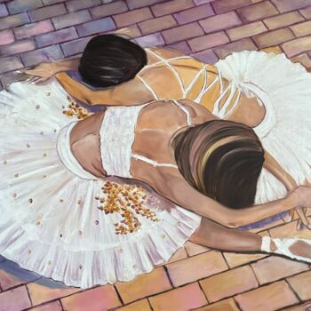 Painting titled "Ballerinas" by Anna Pavlovich-Naneva, Original Artwork, Oil Mounted on Wood Stretcher frame