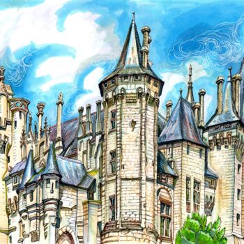 Drawing titled "Ancient castle of S…" by Viktoriia Malaniuk, Original Artwork, Marker