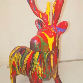 Sculpture titled "Le cerf ©" by Bega, Original Artwork, Paper maché