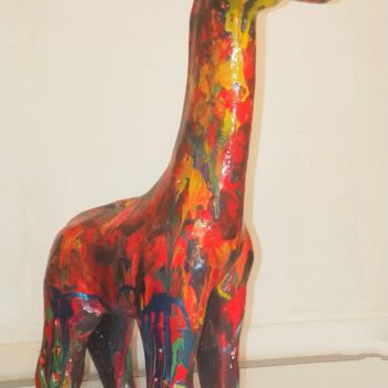 Γλυπτική με τίτλο "La girafe de profil…" από Bega, Αυθεντικά έργα τέχνης, Εγγράφου mache