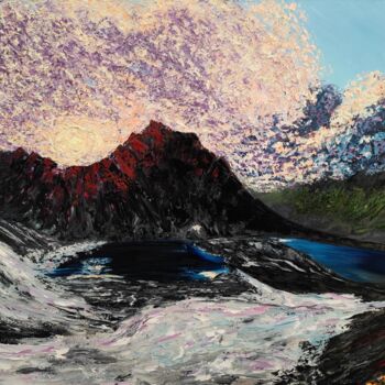 Картина под названием "Sunset over the Zag…" - Aleksandr Petelin, Подлинное произведение искусства, Масло