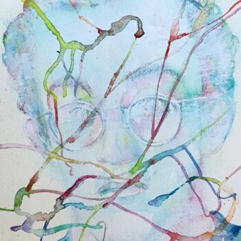 Malerei mit dem Titel "KEITH HARING" von Lautir, Original-Kunstwerk, Aquarell